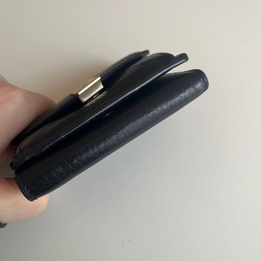 アニエスベー 黒 レザー 三つ折り財布 miyuki ミニ財布