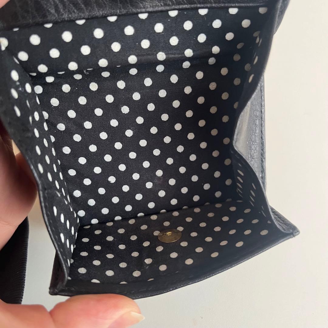 アニエスベー 黒 レザー 三つ折り財布 miyuki ミニ財布