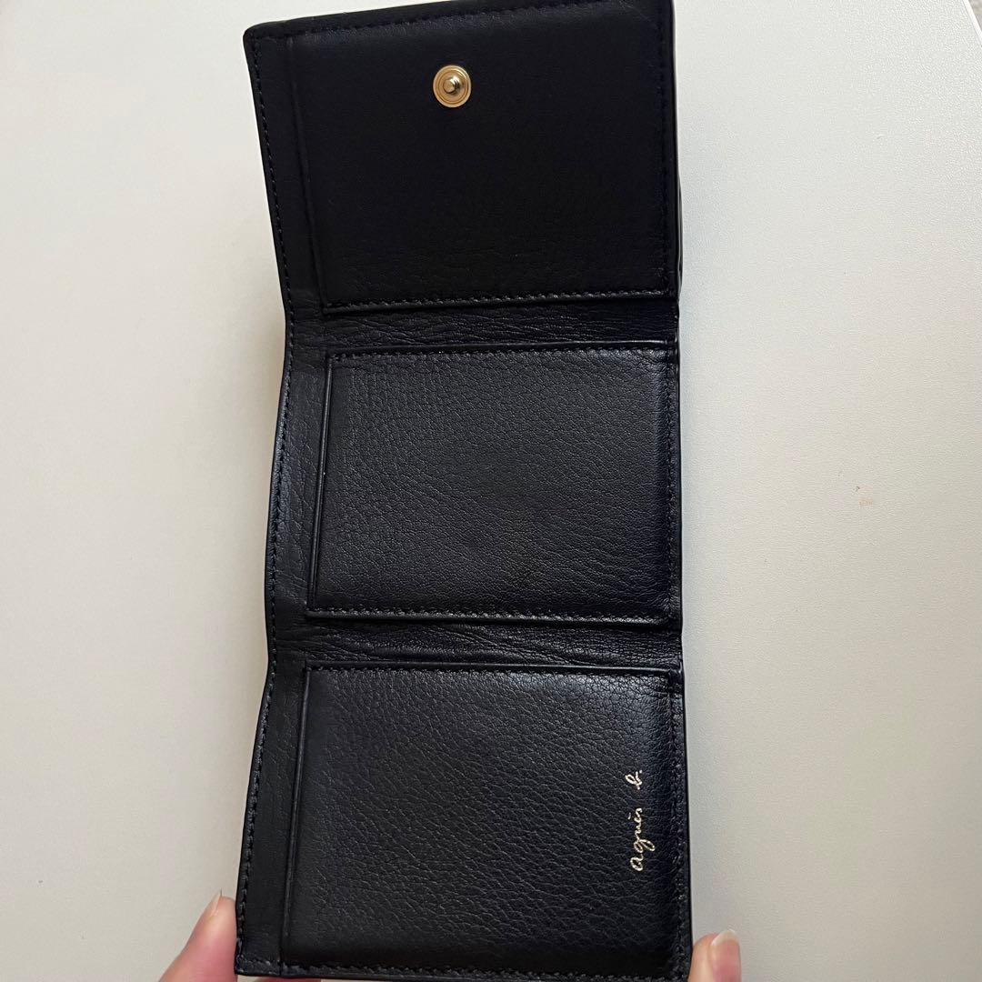 アニエスベー 黒 レザー 三つ折り財布 miyuki ミニ財布