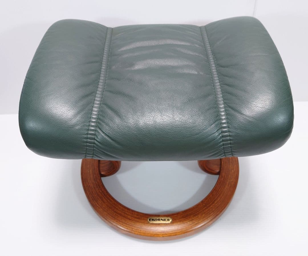 エコーネス(EKORNES)ストレスレス 本革 オットマン　グリーン【美品】