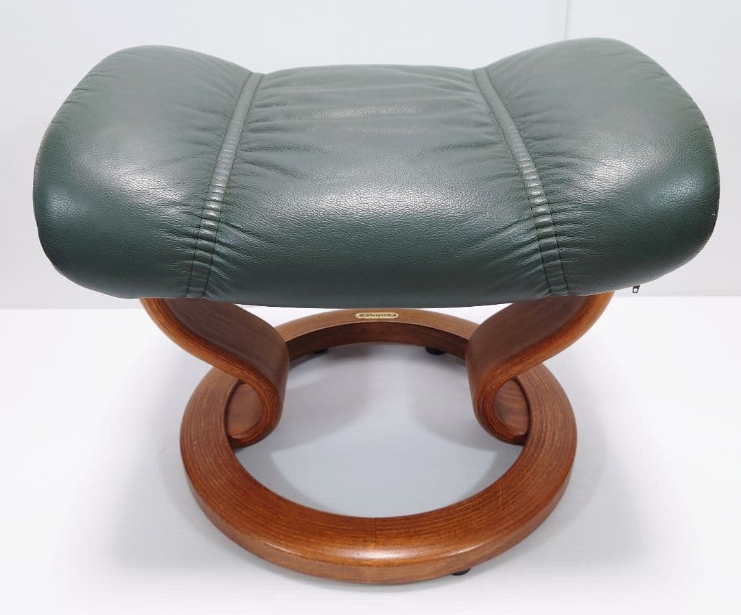 エコーネス(EKORNES)ストレスレス 本革 オットマン　グリーン【美品】