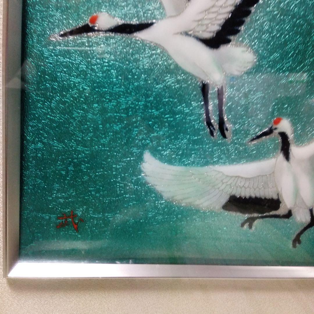 美品　鶴の陶板画