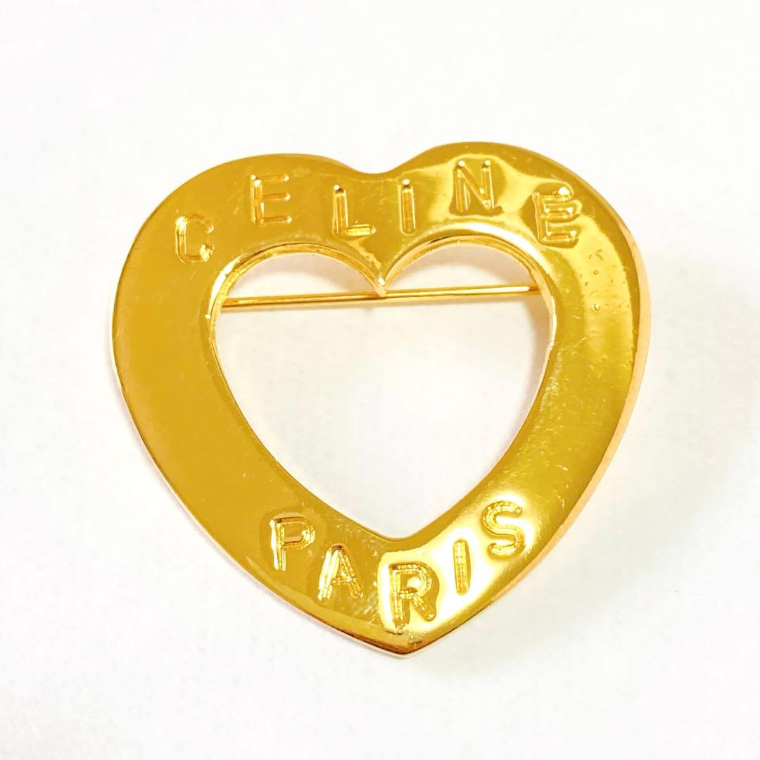 CELINE セリーヌ ハート ゴールド ブローチ ヴィンテージ A258033