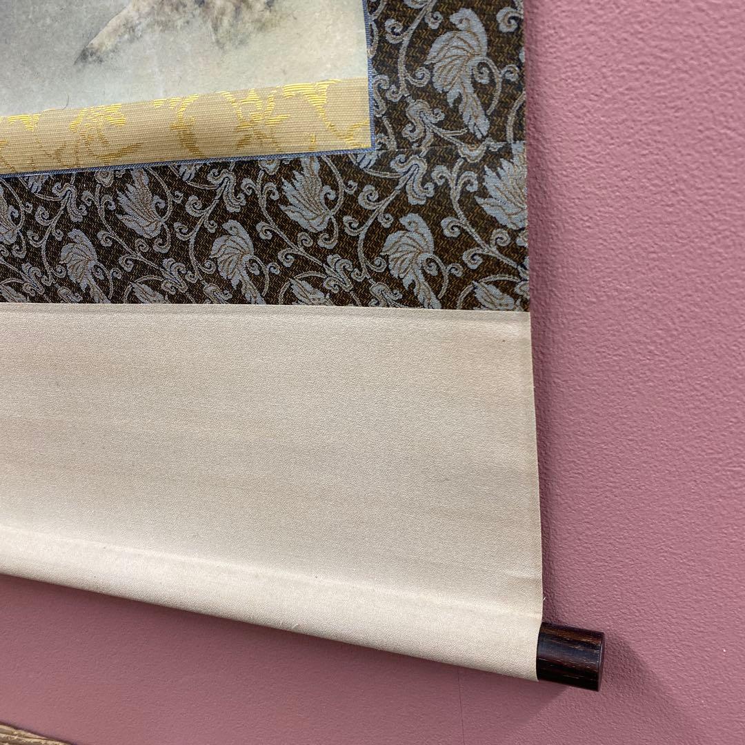 美品 掛け軸 本橋富夫作 牡丹図 共箱 太巻き付 美術年鑑掲載