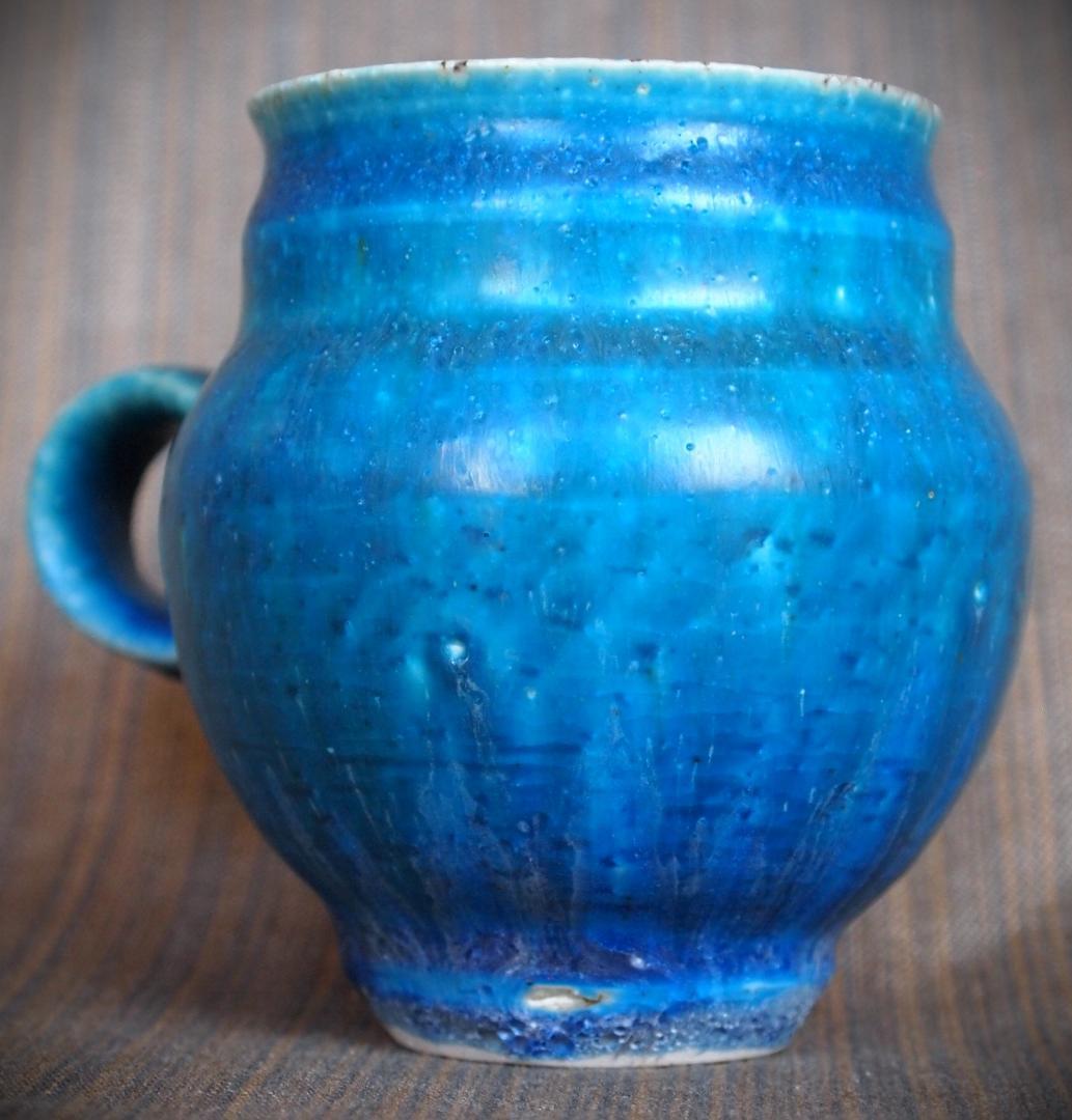 人気作家★金澤尚宜★うねうね青マグカップ★あよお