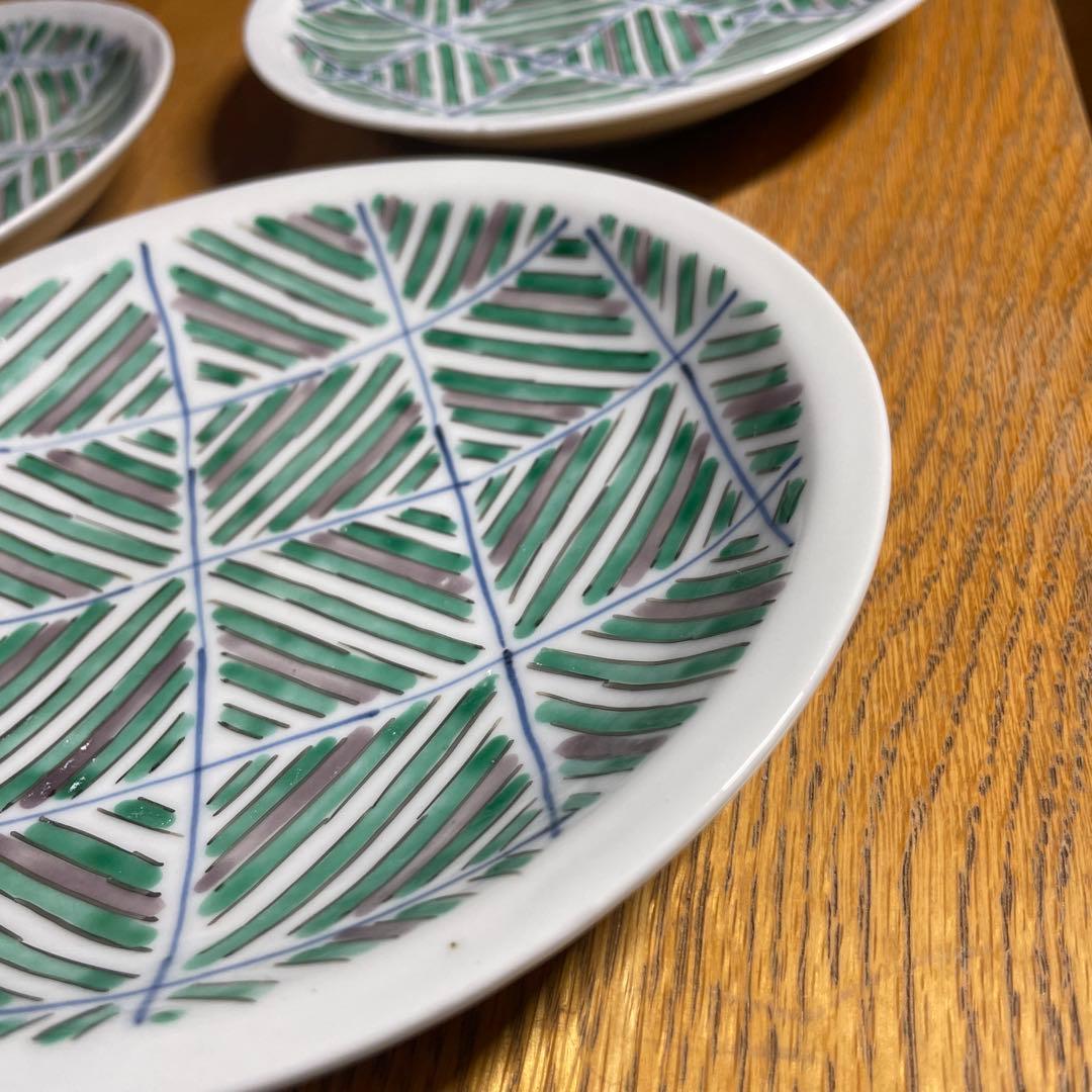 九谷焼　須田菁華　色絵綾紋皿　3枚