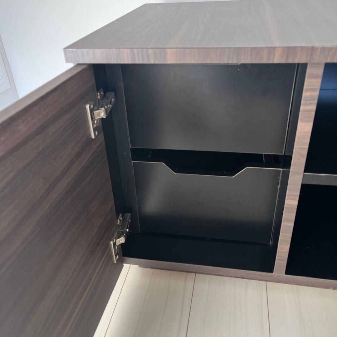 ダークブラウン 木製 テレビボード ガラス扉付き　フルオーダー　日本製