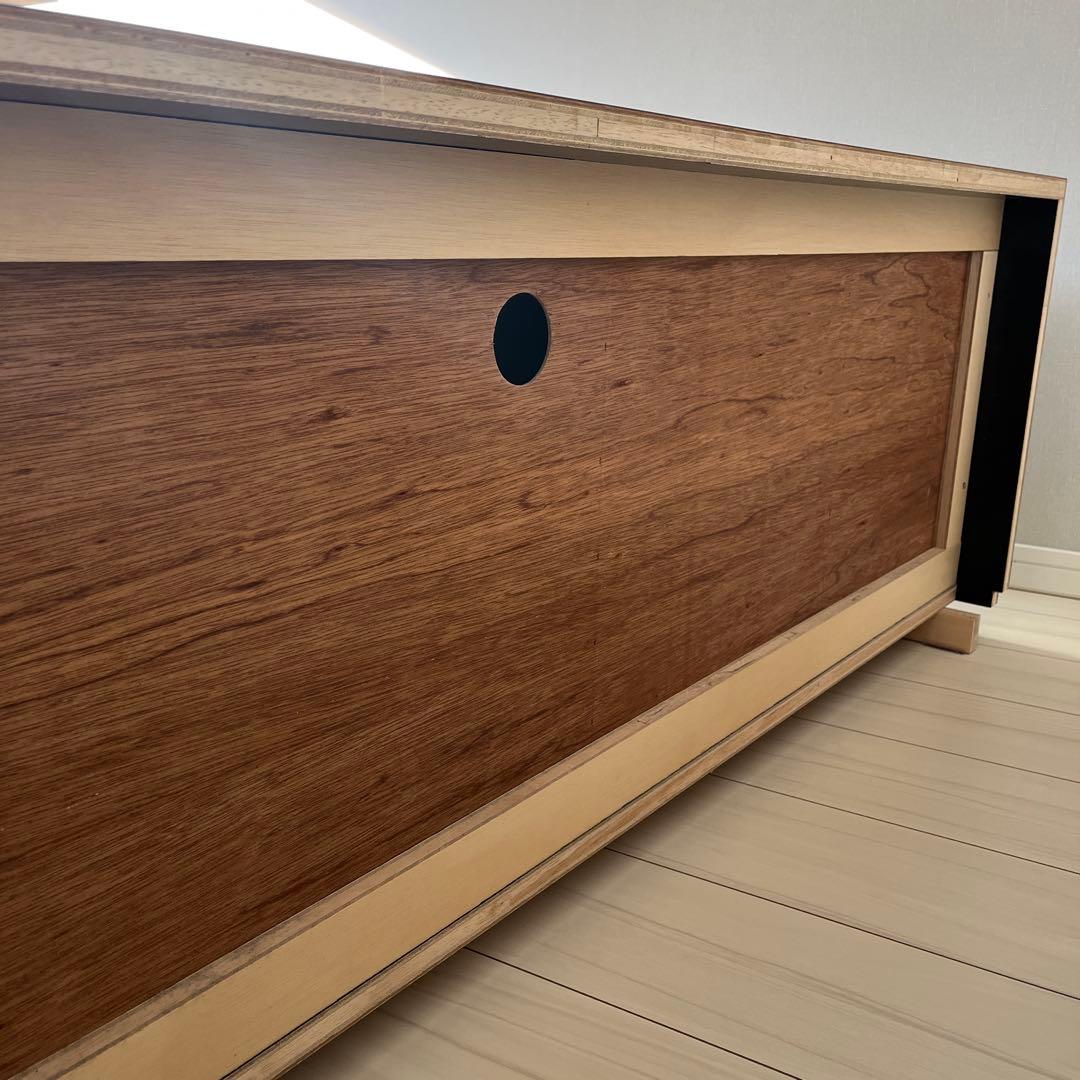 ダークブラウン 木製 テレビボード ガラス扉付き　フルオーダー　日本製