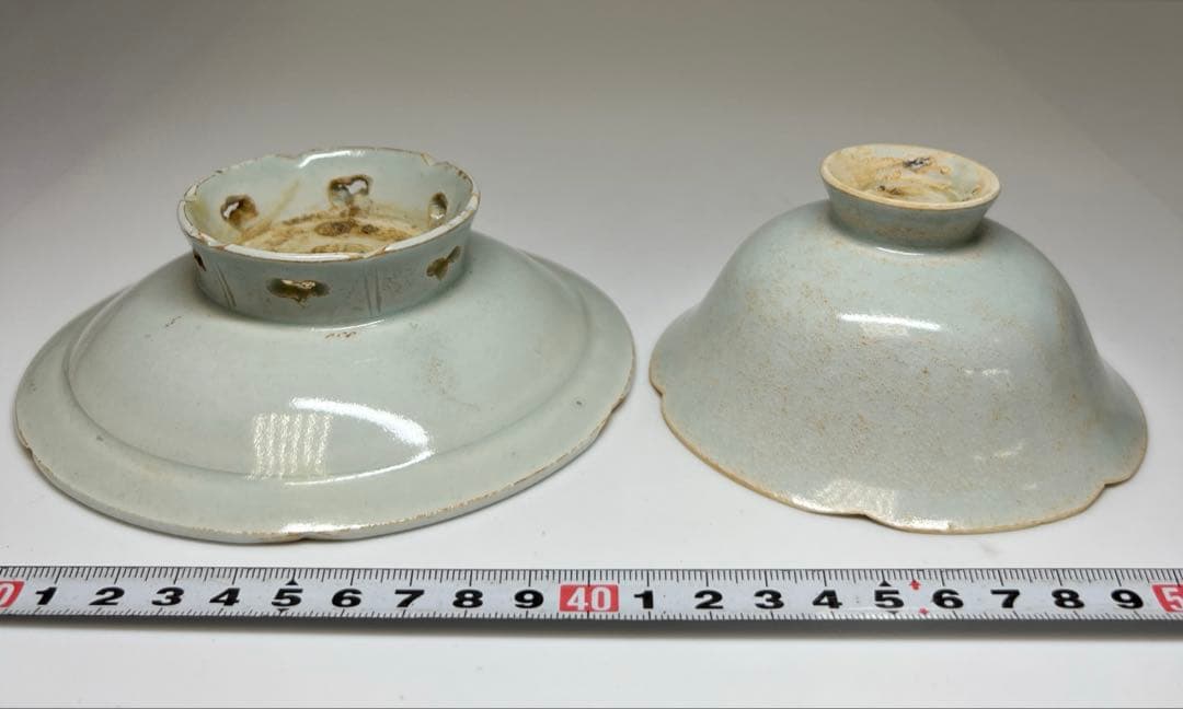 中国宋時代　影青盃、盃台　木箱付　高さ9㎝　東Y7-0709⭐︎2Fトコカ