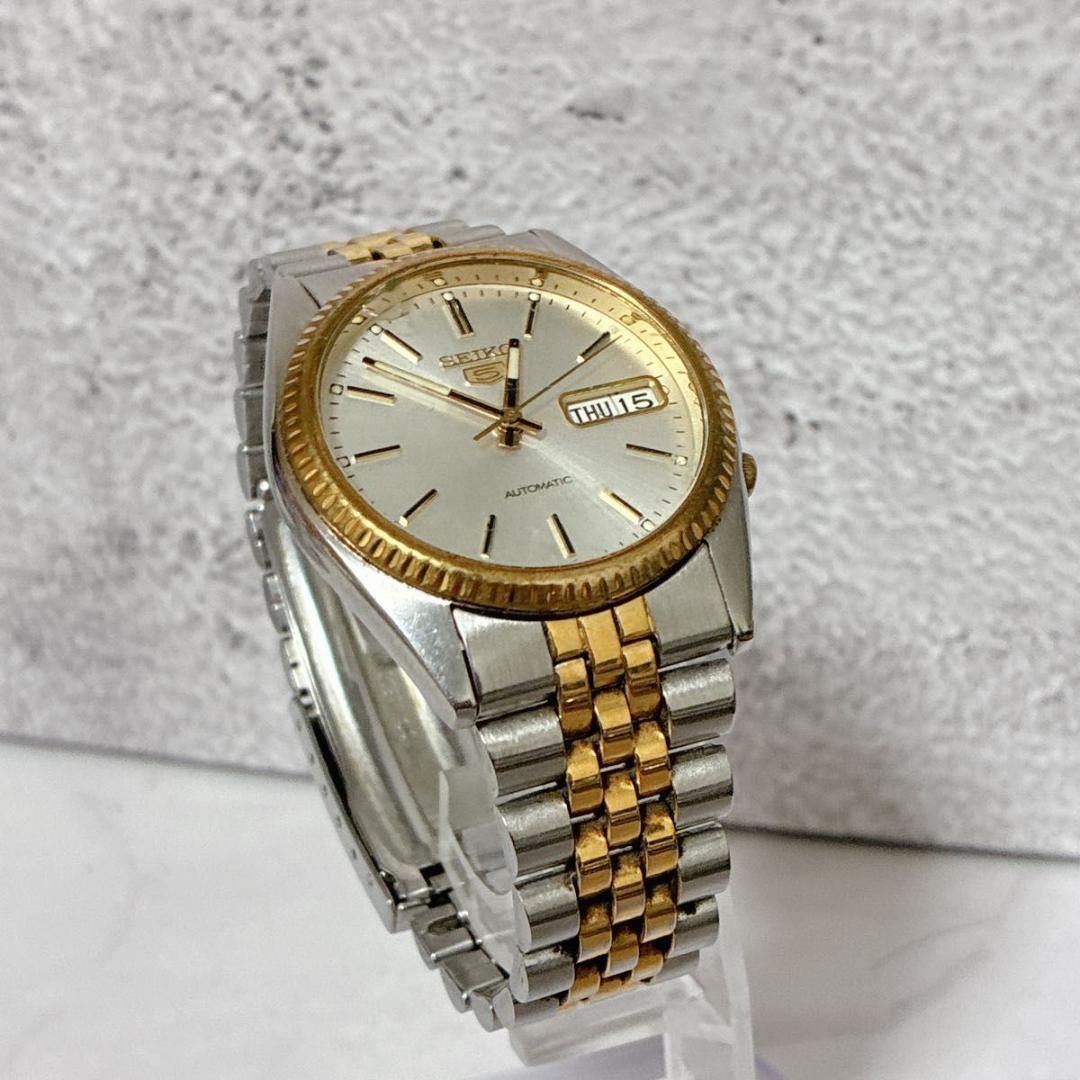 SEIKO5 7S26 セイコーファイブ 腕時計 自動巻き デイデイト ゴールド