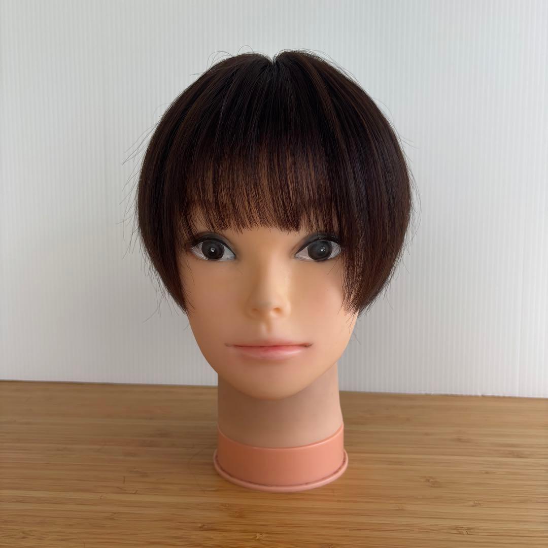 ★サラサラ高級人毛100%★ショートカット　ブラウン　フルウイッグかわいいかつら