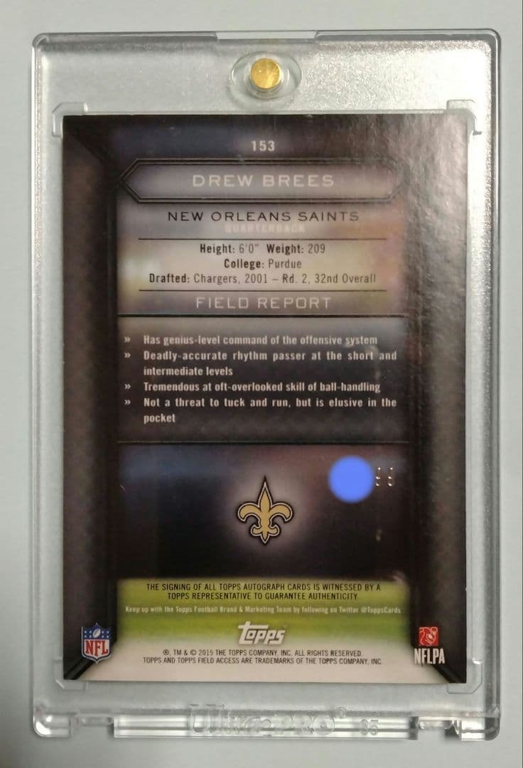 ドリュー ブリーズ　DREW BREES　直筆サインカード　AUTO　NFL