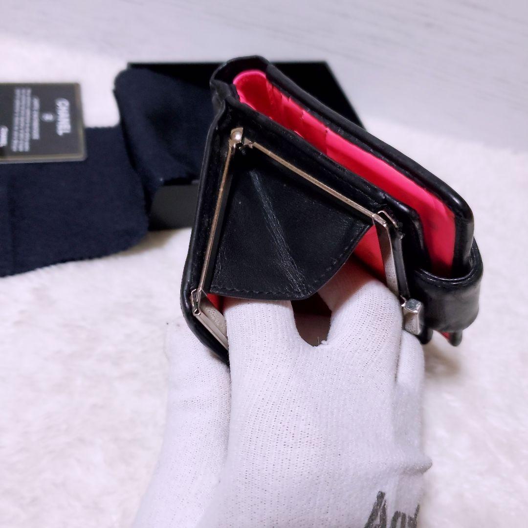 シャネル✨折り財布 ミニ ガマ口 カンボンライン ココマーク ホワイト