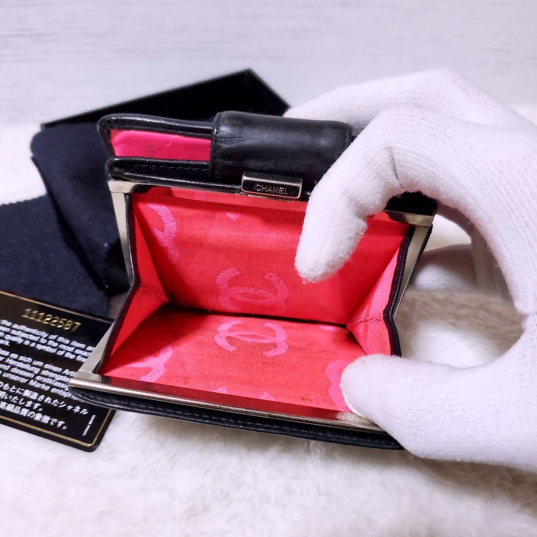 シャネル✨折り財布 ミニ ガマ口 カンボンライン ココマーク ホワイト