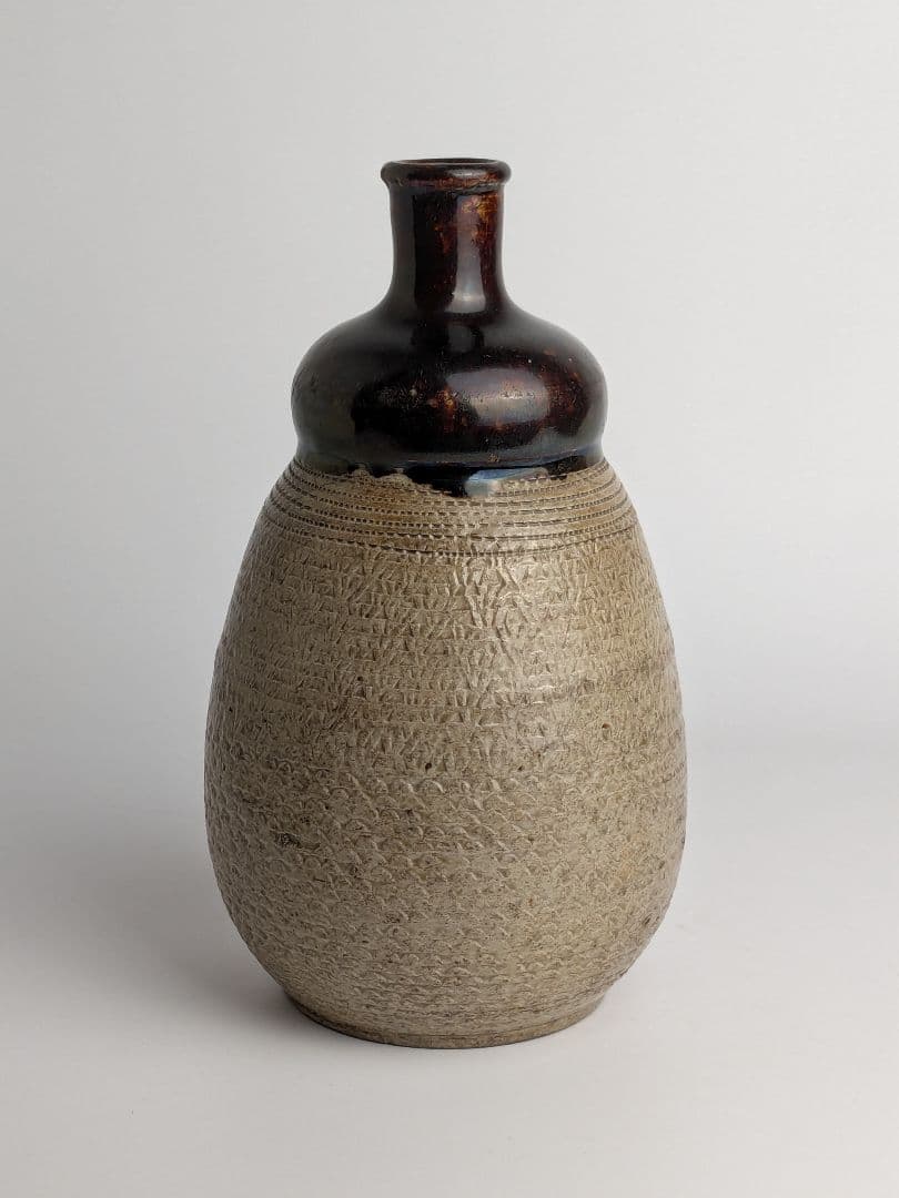 美濃　掛分鎧手徳利　18〜19世紀初　江戸時代　　酒器　花入　花器