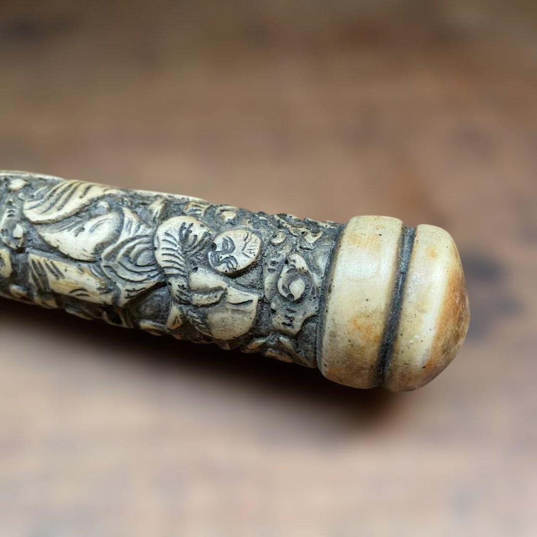 中国 骨董 古玩 古美術 アンティーク 阿片 煙管 アヘン パイプ 彫刻