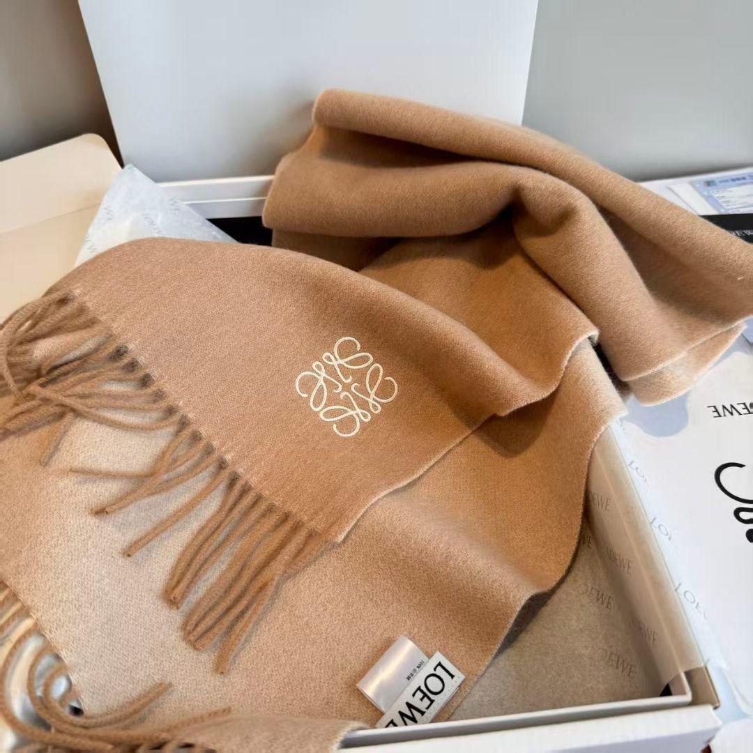 LOEWE ロエベ　アナグラム刺繍　カシミヤマフラー