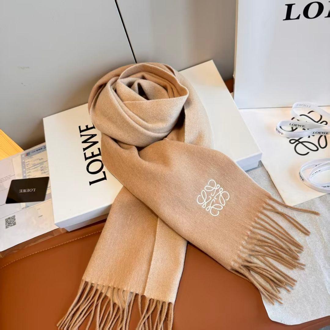 LOEWE ロエベ　アナグラム刺繍　カシミヤマフラー