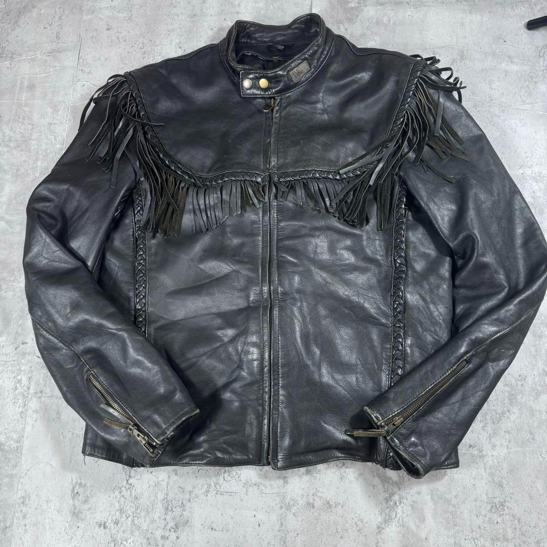 キングサイズ 44 ハーレー WillieG フリンジ ライダース レザー