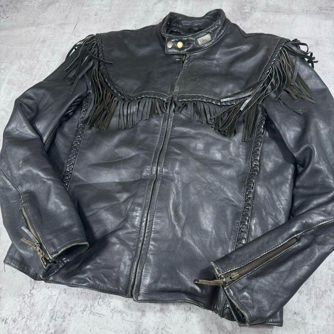 キングサイズ 44 ハーレー WillieG フリンジ ライダース レザー