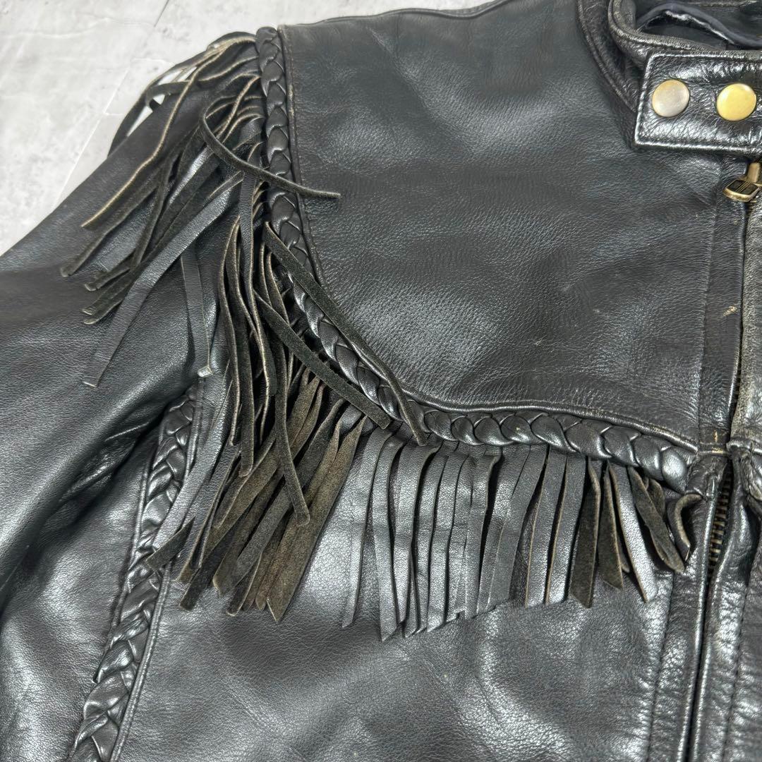 キングサイズ 44 ハーレー WillieG フリンジ ライダース レザー