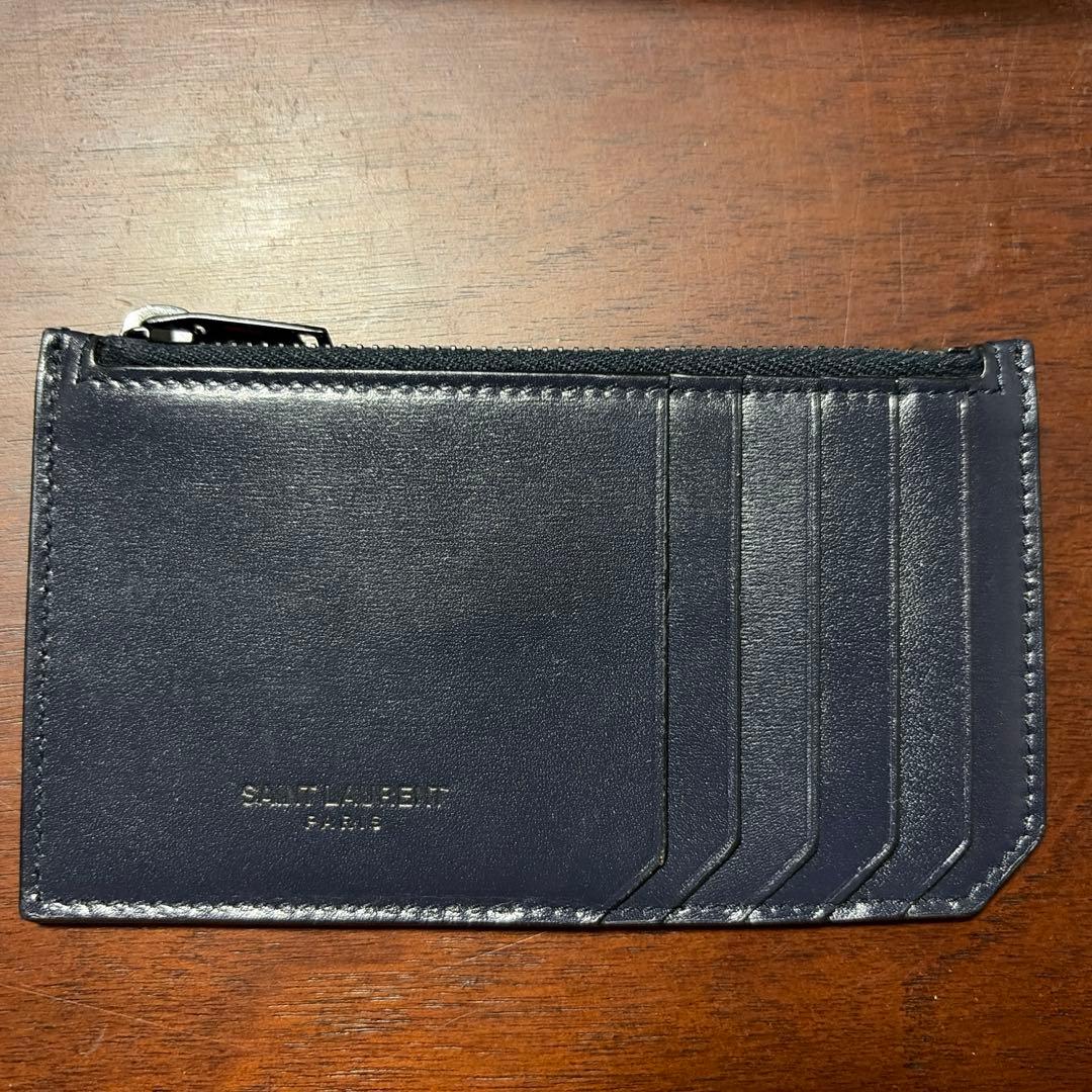 【新品】Saint Laurent フラグメントケース カーフレザー　ネイビー