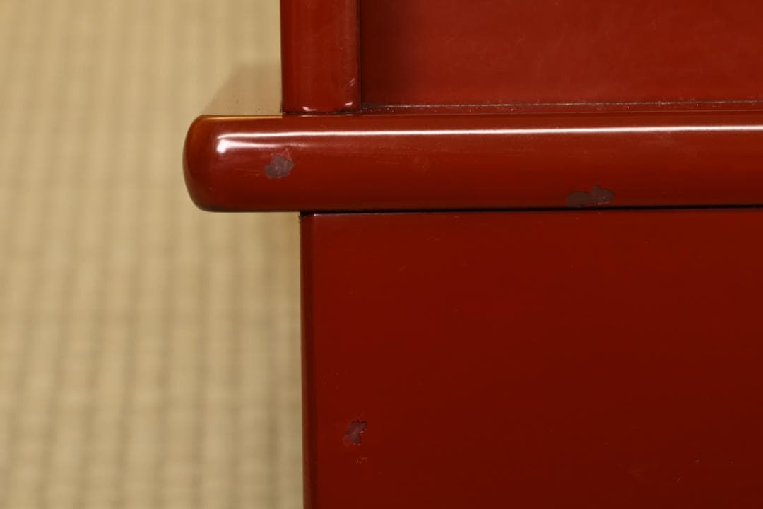 ユリ　時代漆器　松岡漆工　根来塗　朱塗　飾棚　茶棚　煎茶　BK056