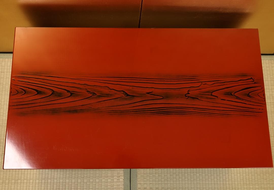 ユリ　時代漆器　松岡漆工　根来塗　朱塗　飾棚　茶棚　煎茶　BK056