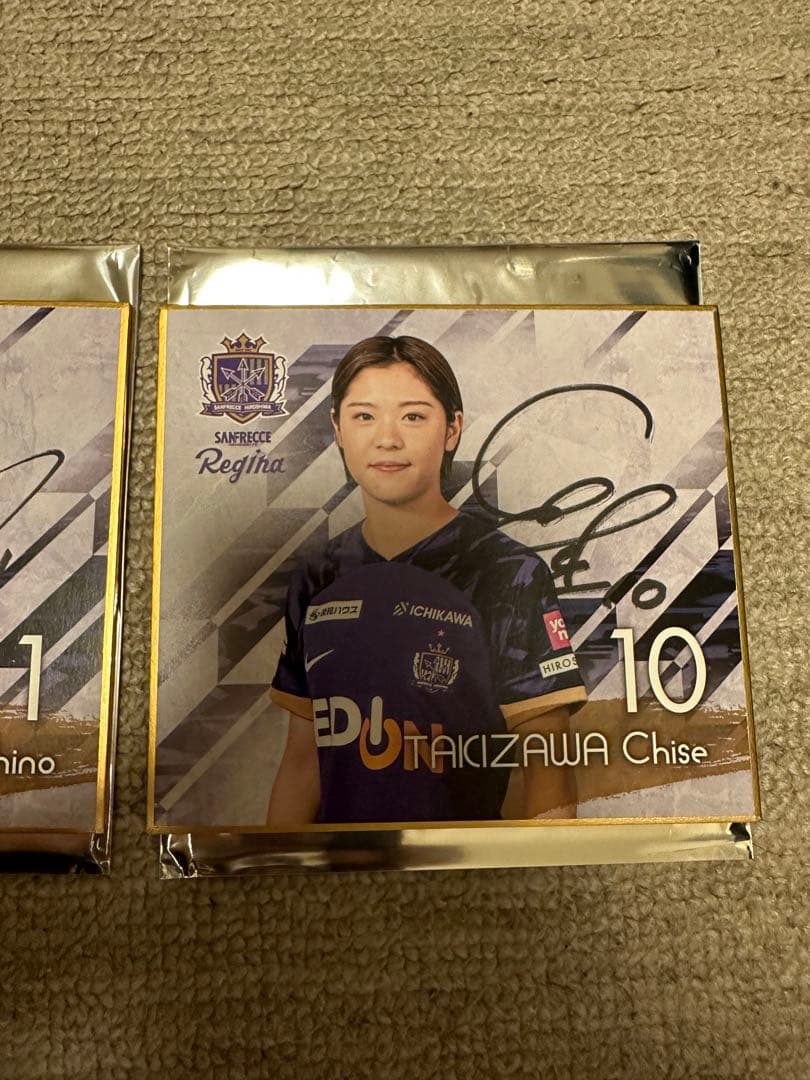 サンフレッチェ広島レジーナ 中嶋淑乃 瀧澤千聖 直筆サイン入りミニ色紙2点セット