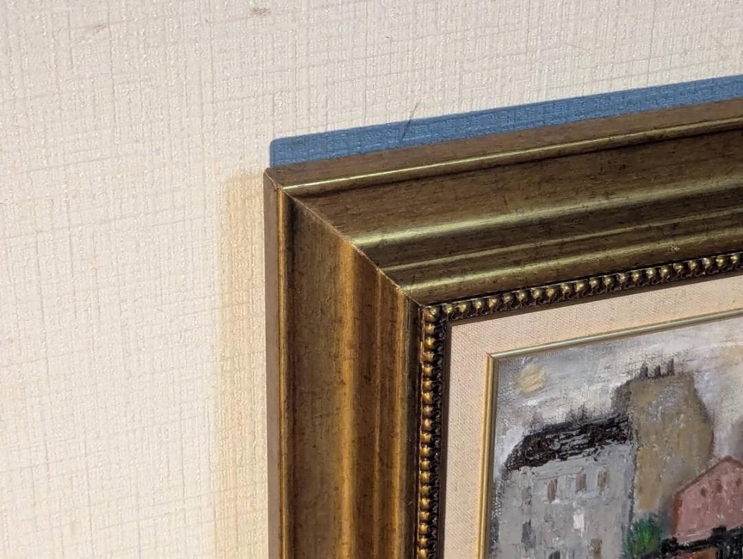 【真作】絵画　大澤喜一　油彩3号　川沿いの風景　パリの街並み　W162