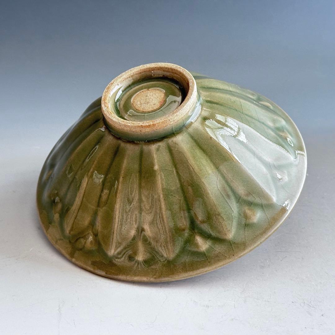 茶道具　青磁　鎬写　茶碗　日比野清峰　共箱　陶芸　薄茶　夏　茶会