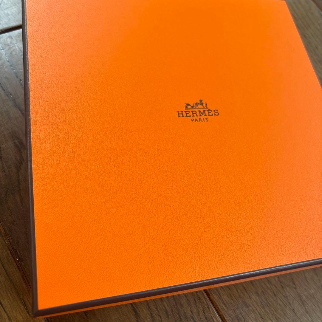 HERMES Hロゴ タオルハンカチ ブルー/ホワイト