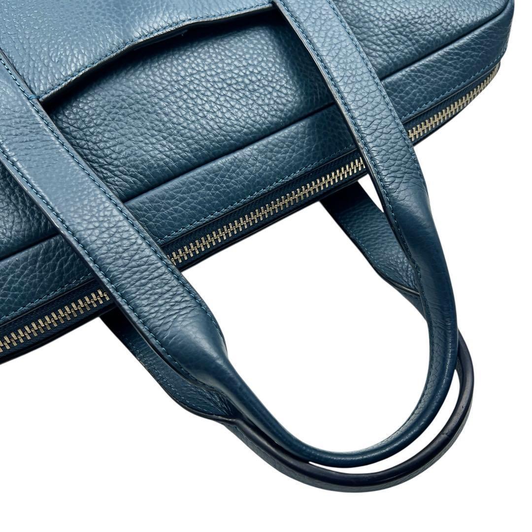 専用 COACH レザー ネイビー 2way ビジネスバッグ メンズ 9136