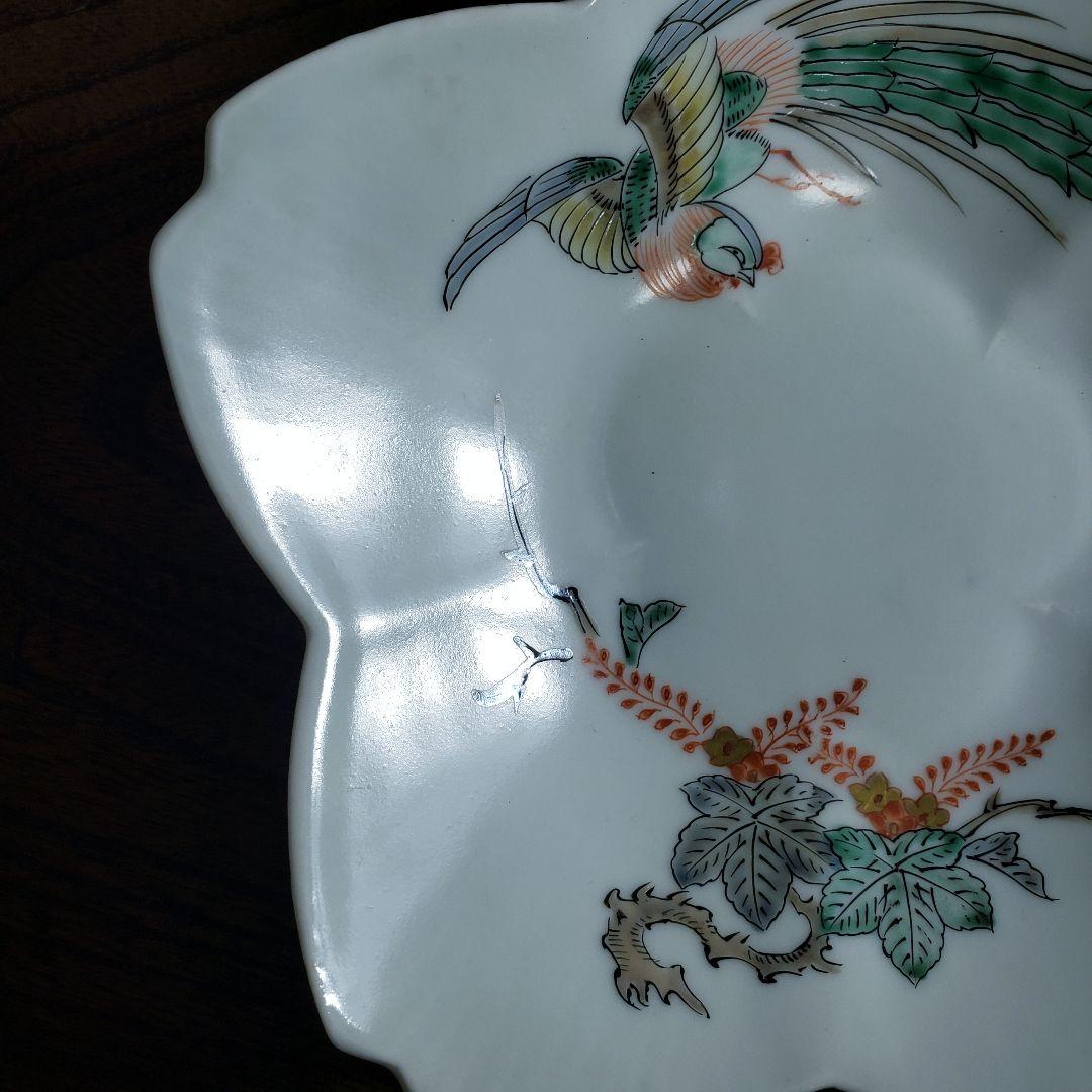 花形皿　変形皿　鳳凰　桐文様　古伊万里　柿右衛門様式　梅花　桜　窯印　明治　イ号