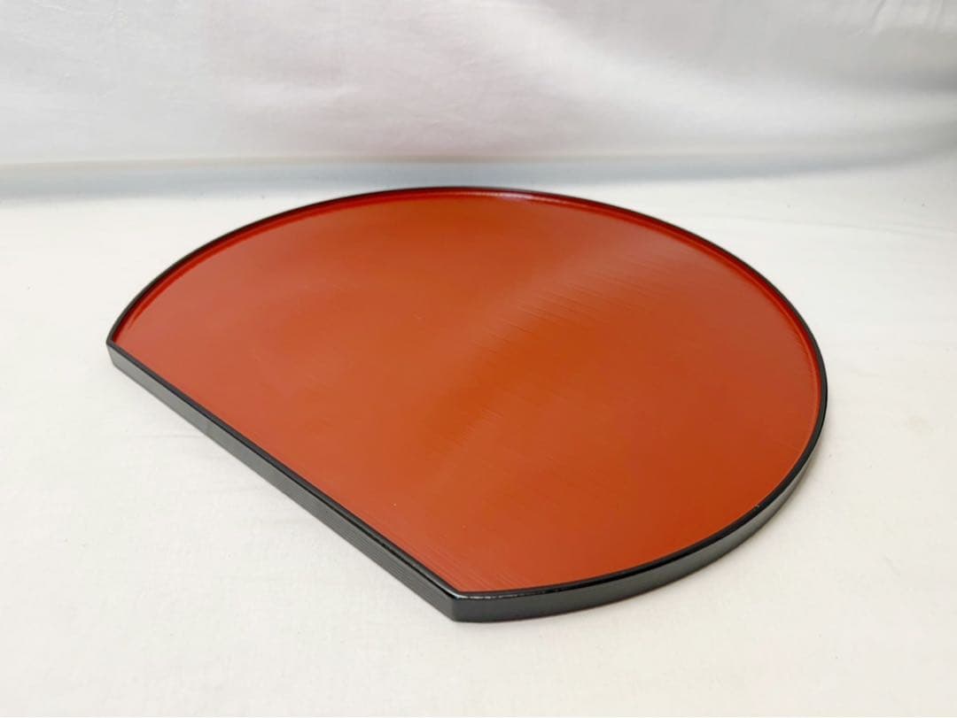 未使用 懐石道具 木製 尺3 半月両面膳 線筋 5客揃 会席膳 煎茶道具 紙箱