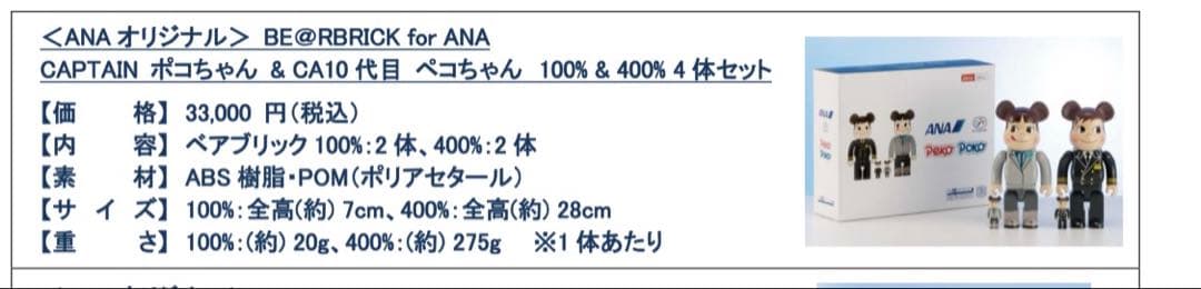 BE＠RBRICK for ANA　CAPTAIN ポコちゃん&CAペコちゃん
