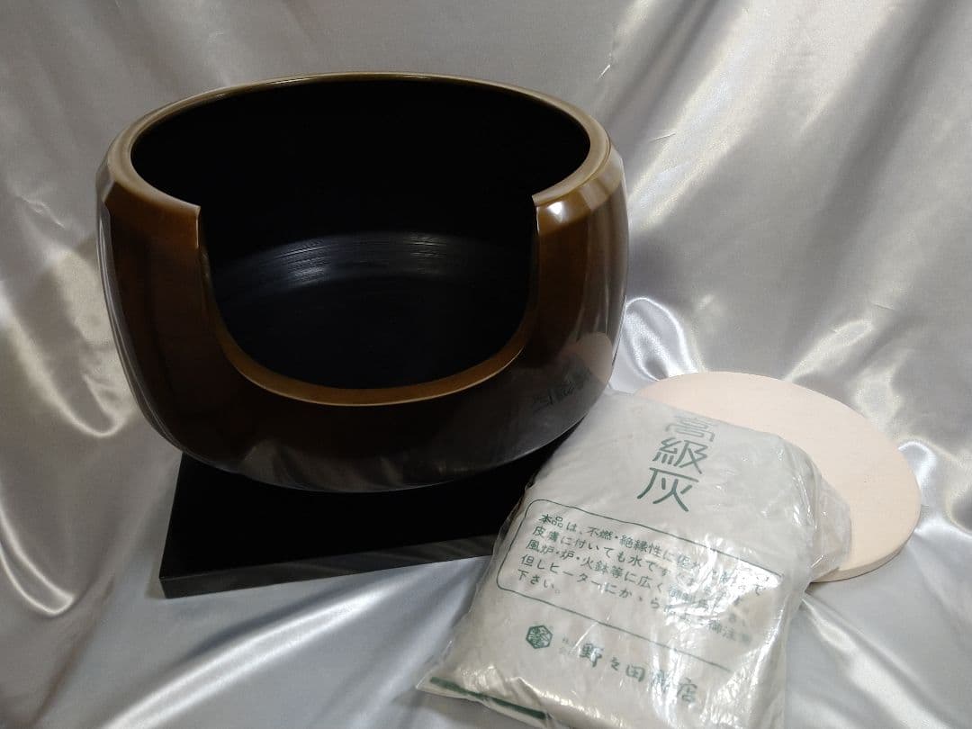 茶道具 風炉 真塗道安風炉 面取風炉 灰付き 新品未使用