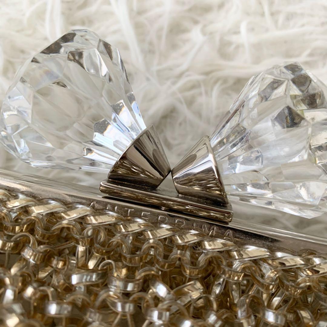 【アンテプリマ】ワイヤーバッグ ショルダ ベージュ　 がま口　チェーンショルダー