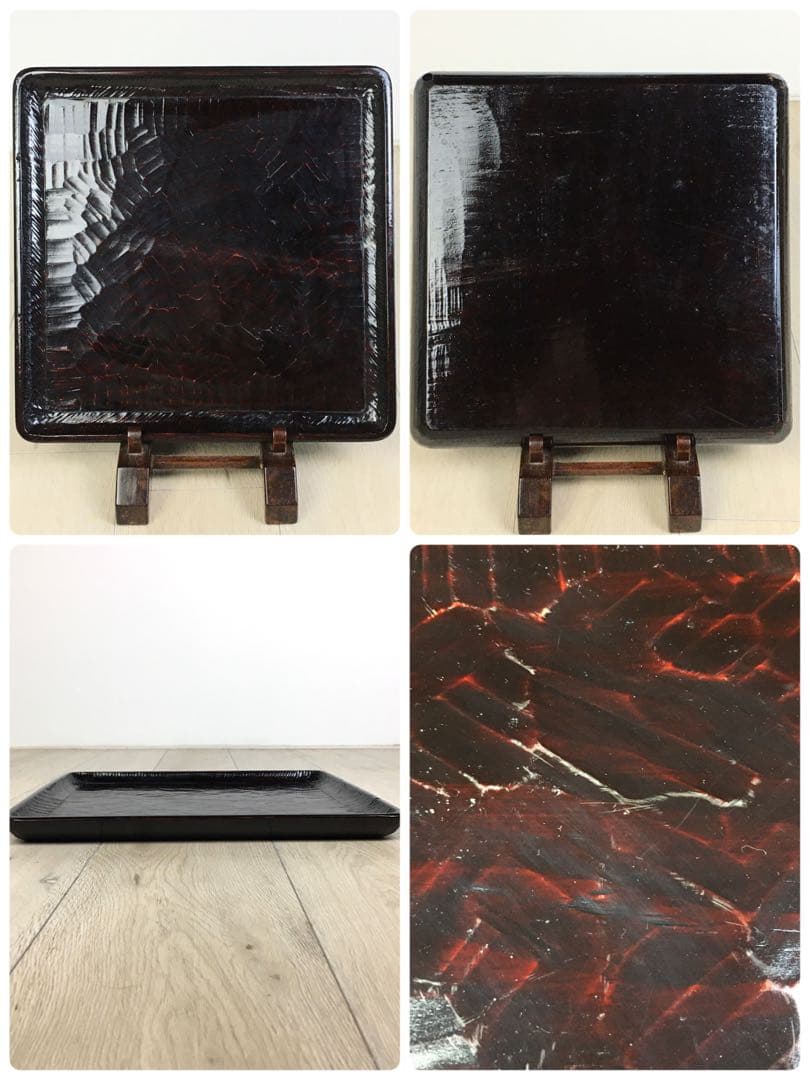 S368讃岐彫 四方盆 くり抜き盆 5客揃 懐石膳 茶懐石