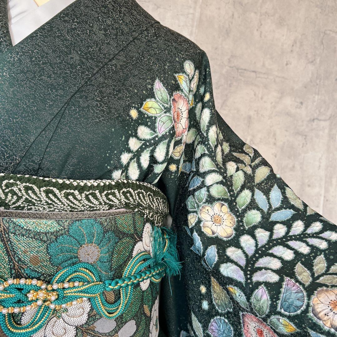 振袖　フルセット　辻が花　翠山工房　銀通し　豪華　本加工　華やか