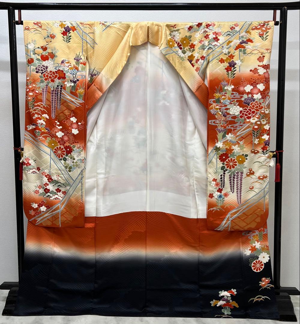 振り袖　フルセット　別誂長襦袢　金彩加工　刺繍入り　振り柄有　川島袋帯　　691