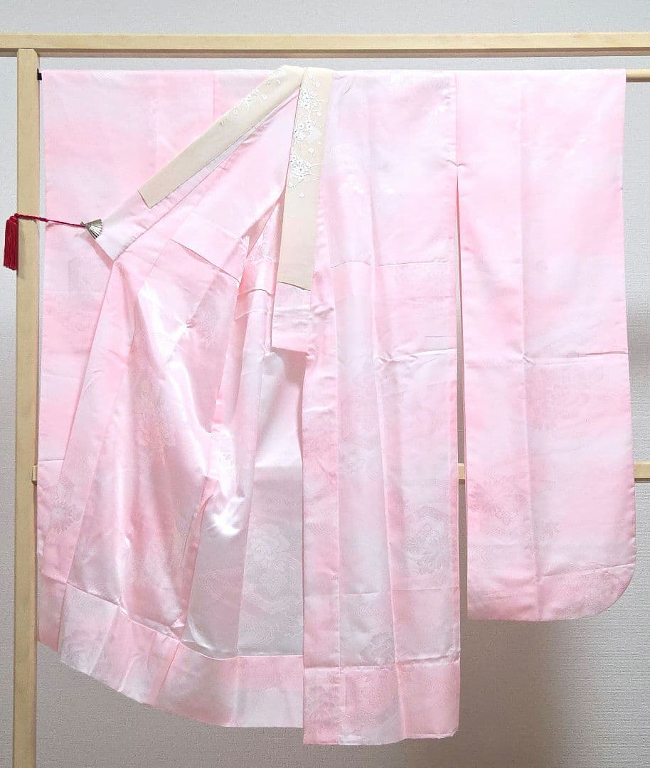 F5 京都きもの友禅 桜 金彩 金駒刺繍 正絹 成人式 振袖・襦袢・袋帯セット