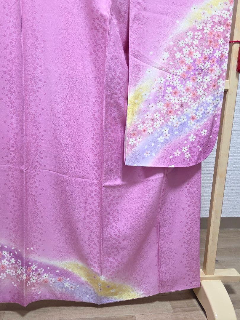 F5 京都きもの友禅 桜 金彩 金駒刺繍 正絹 成人式 振袖・襦袢・袋帯セット