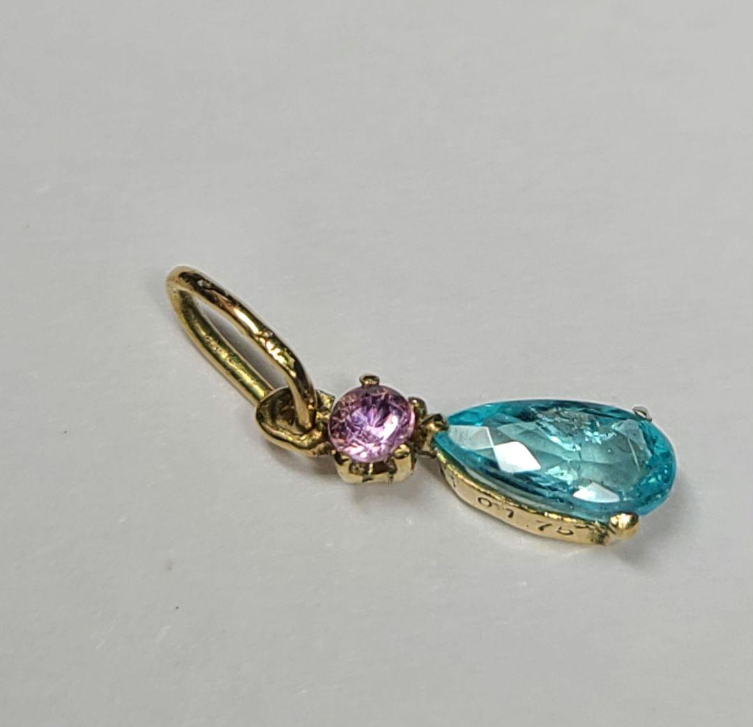 専用ページ★バターリャパライバトルマリン&パパラチペンダントトップ18金★