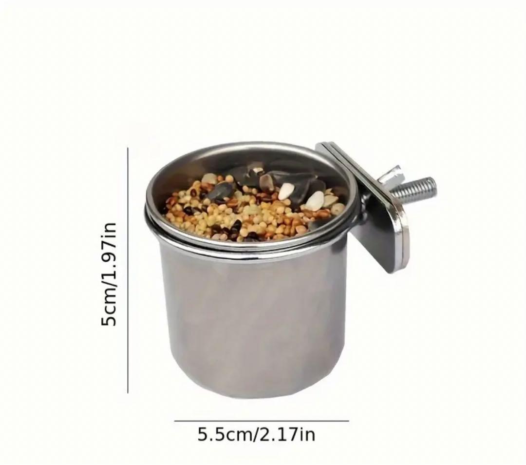 ⚫︎同梱用商品⚫︎送料別⚫︎インコさん用  ステンレスの餌入れ 取り付け金具付 値下げ