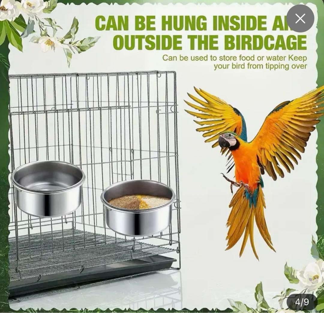 ⚫︎同梱用商品⚫︎送料別⚫︎インコさん用  ステンレスの餌入れ 取り付け金具付 値下げ