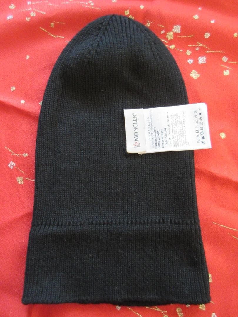 美品! MONCLER モンクレール ニット帽 ニットキャップ ビーニー 黒