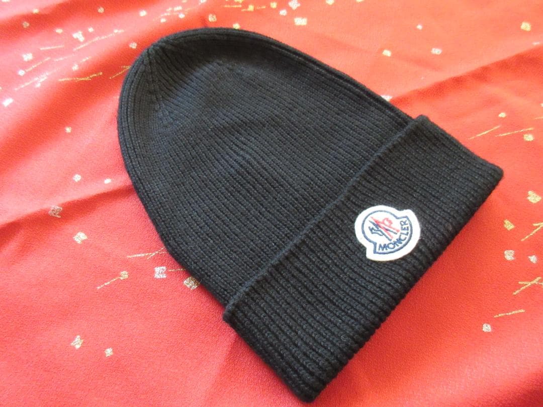 美品! MONCLER モンクレール ニット帽 ニットキャップ ビーニー 黒