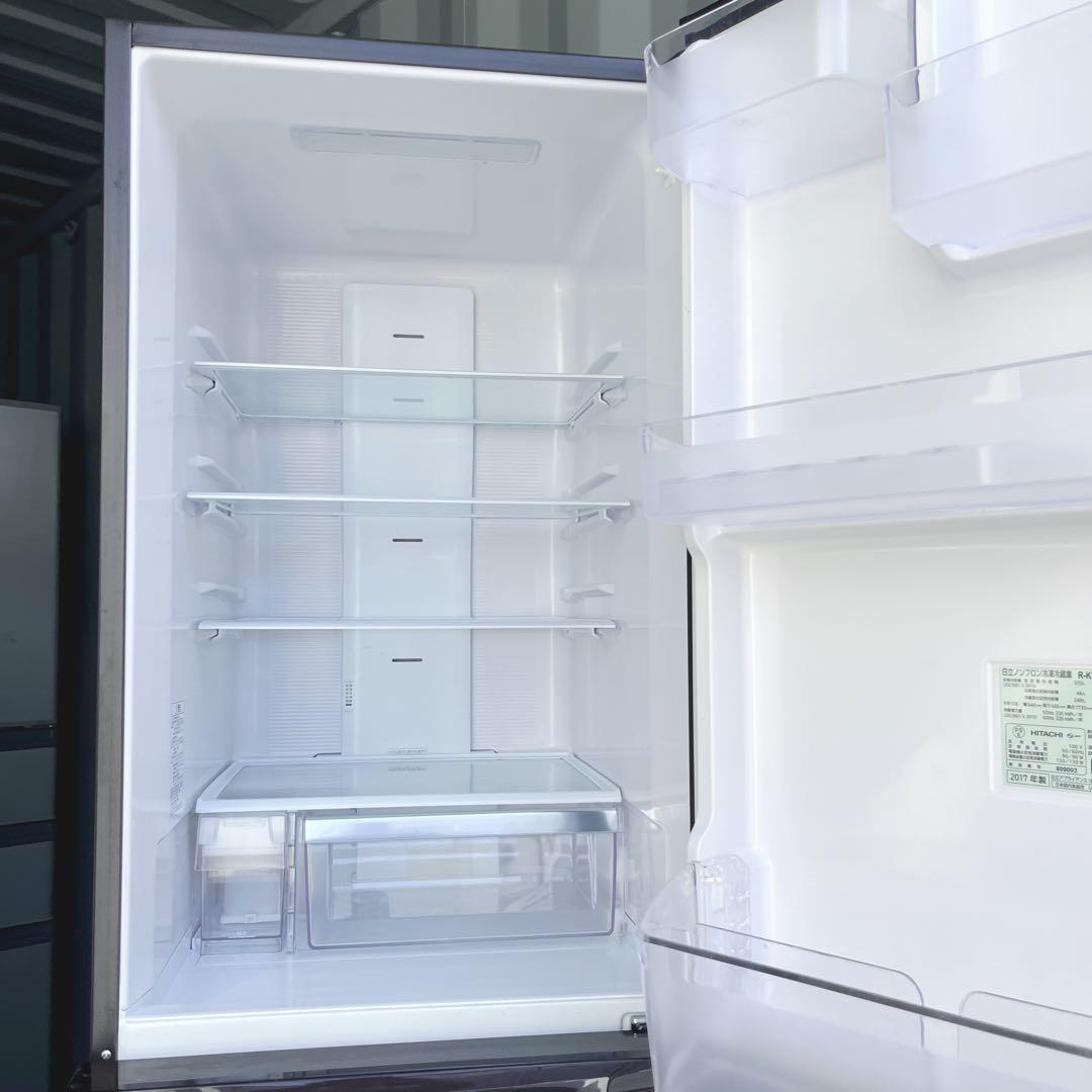 80取付無料！日立真ん中野菜室 うるおいチルド おしゃれブラウン3ドア冷蔵庫！