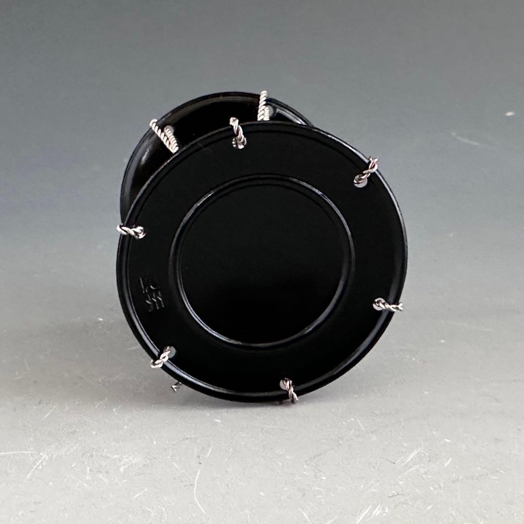 茶道具　黒漆　銀線紐　鼓　蓋置　井波慶州　共箱　金工　稽古　茶会